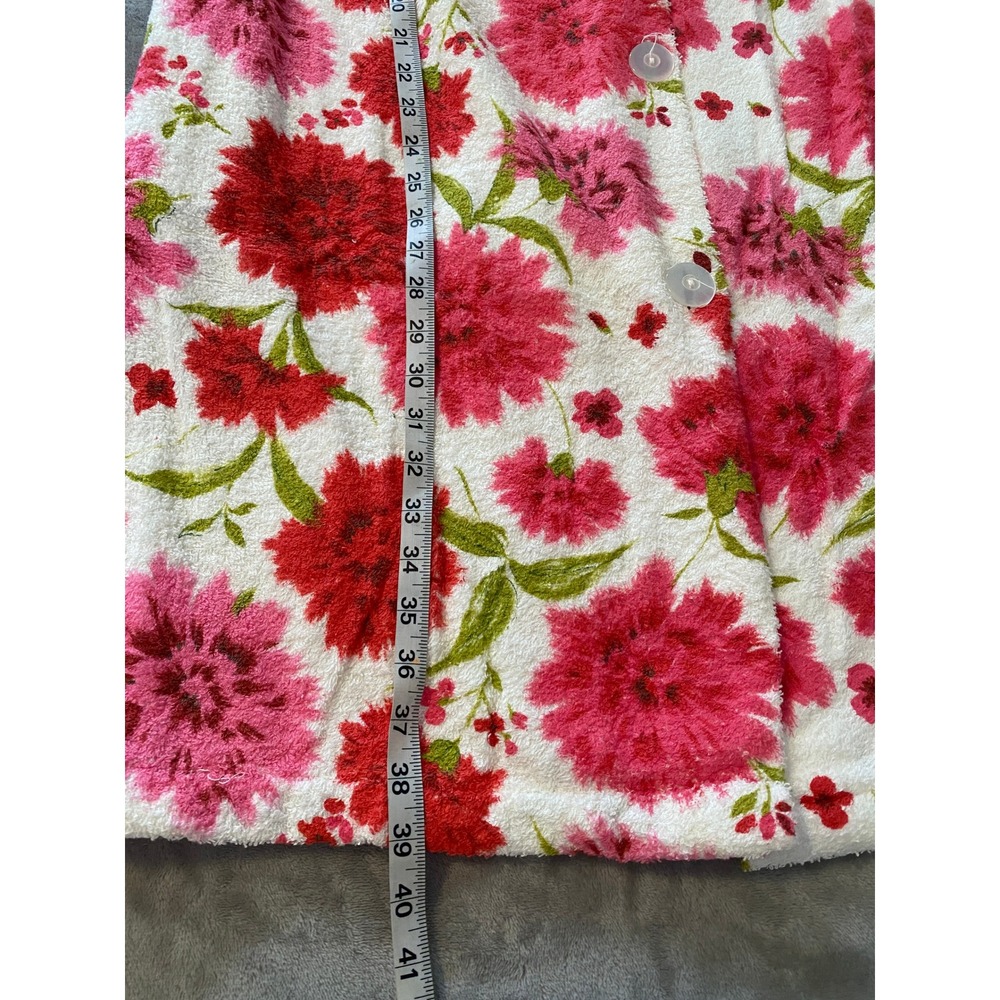VTG Terry Tuck Robe OS Pink Red Floral Pouf Duster Terrycloth NEW 60s Grannycore - Picture 11 of 12